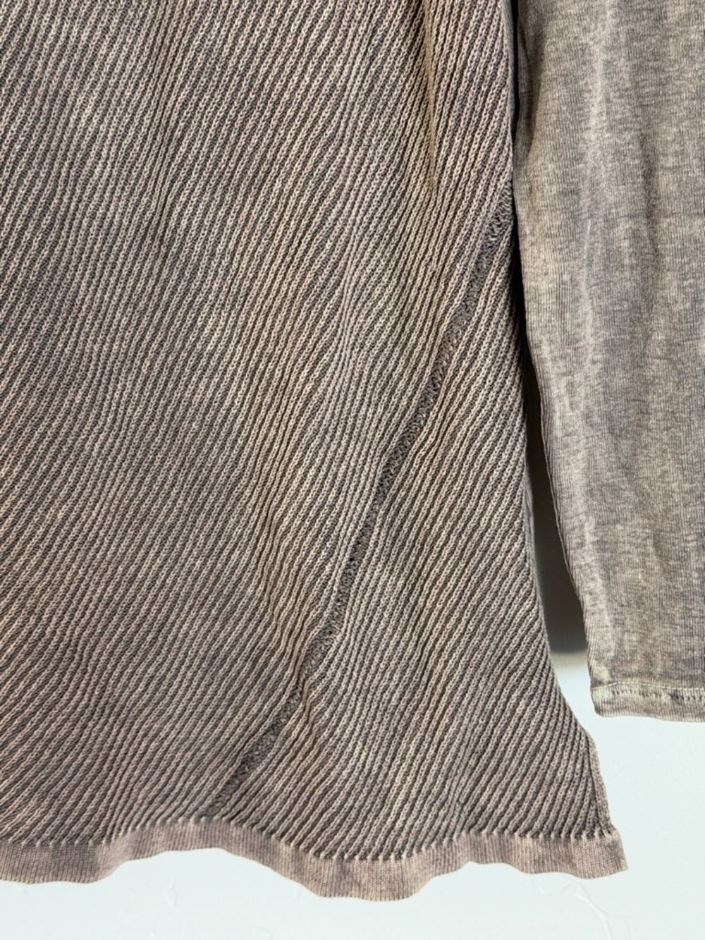 M. Rena Washed Taupe Ribbed Long Sleeve Tee - Picture 3 of 6